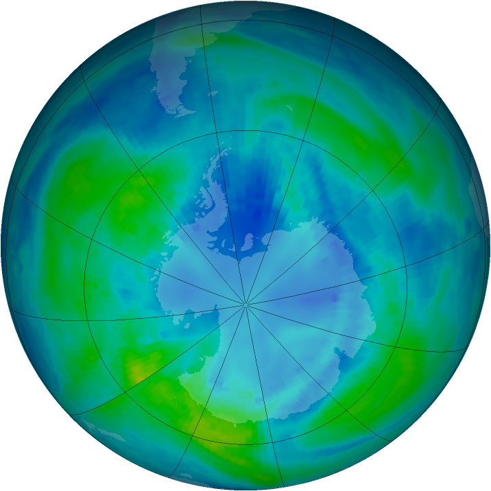 Antarctic ozone map for 14 April 1986